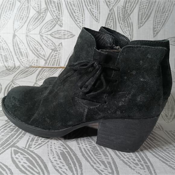 Born Lace Up Suede Boots Distressed Black Western Boho - Picture 6 of 8
